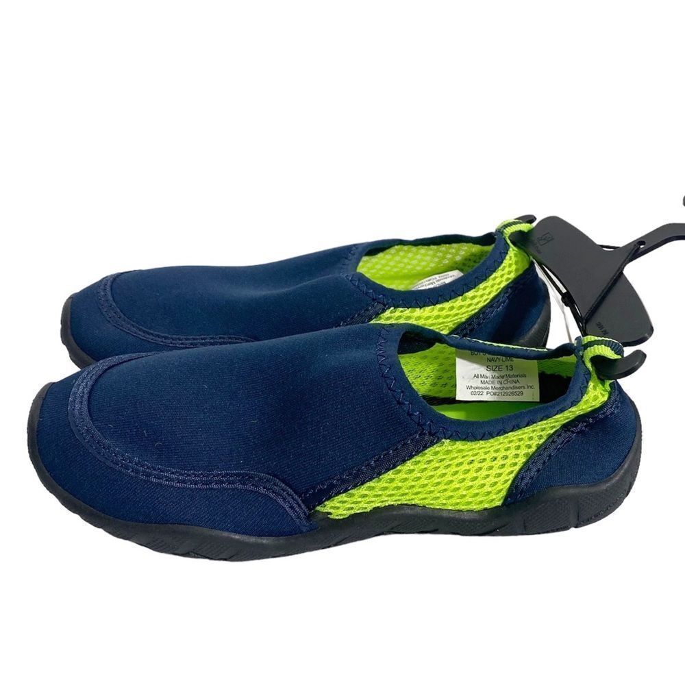 Wave Zone Boys Navy & Lime Green Water Shoes, Toddler Size 13